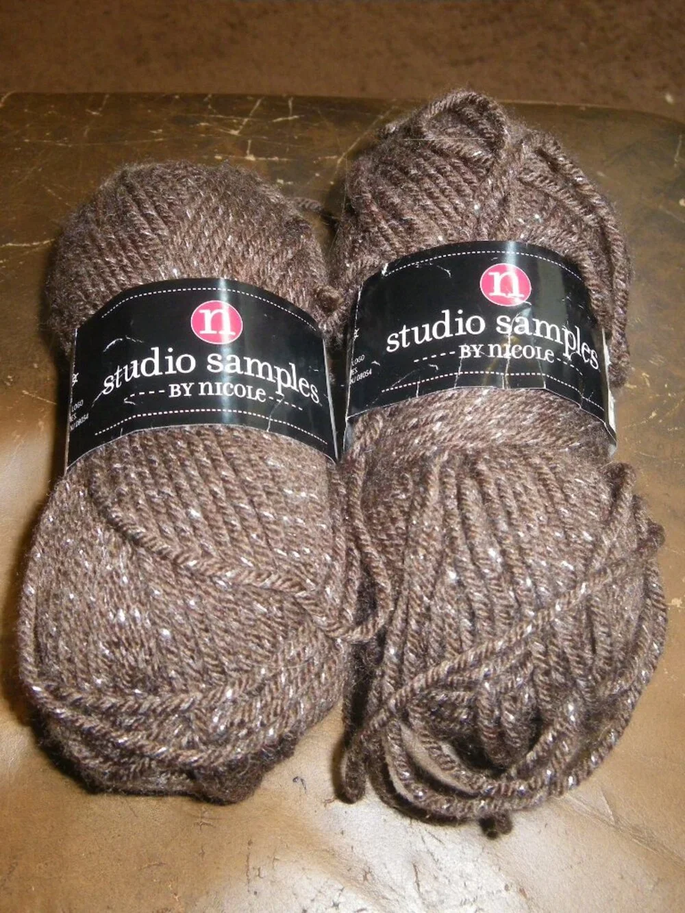 2 Small Skeins Studio Sample by Nicole Yarn Color Brown Gold 50g ea.
